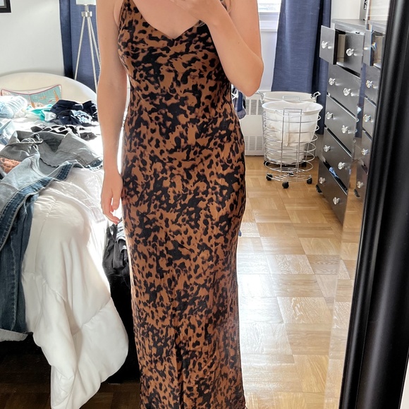 Serita Maxi V-Neck Bias Dress Brown & Black Tortoise Shell - Picture 2 of 2